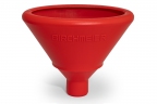 Powder funnel oval, red, size 19x12.5 cm, diameter of connection 3.2 cm