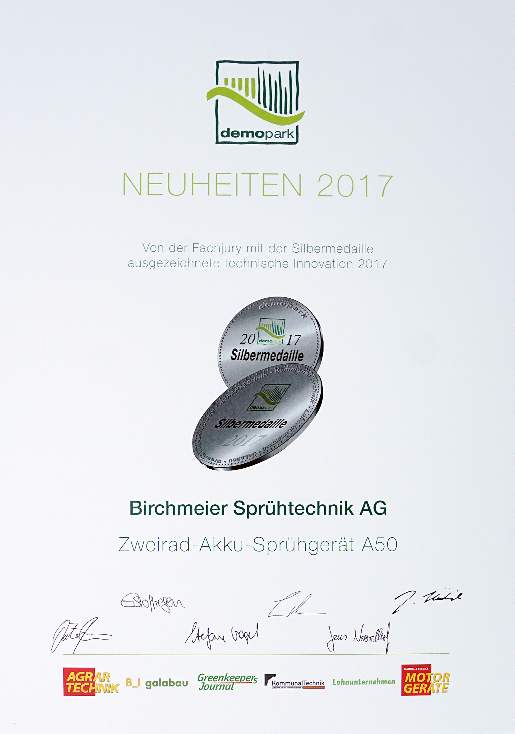 Zweirad Akku-Sprühgerät gewinnt Innovation Award Demopark 2017